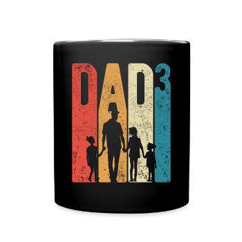Papa Up 3 Papa Up 3 Enfants Trois Filles Rétro - Mug uni - noir - Devant