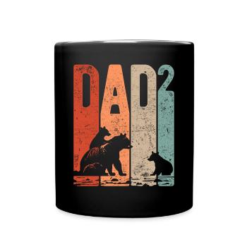 Dad Hoch 2 Papa Hoch 2 Kinder Bär Zweifacher Papa - Tasse einfarbig - Schwarz - Vorne