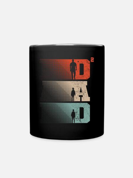 Dad Hoch 2 Papa Hoch 2 Kinder Zwei Jungen Retro - Tasse einfarbig - Schwarz