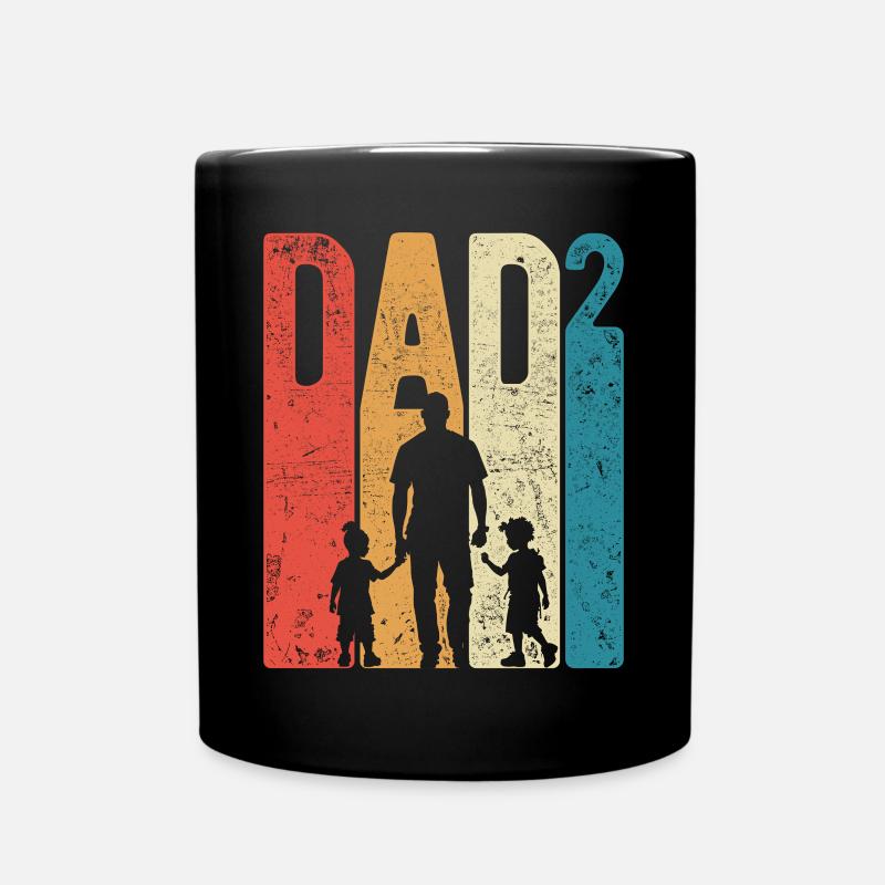 Dad Hoch 2 Papa Hoch 2 Kinder Zwei Söhne Retro - Tasse einfarbig - Schwarz