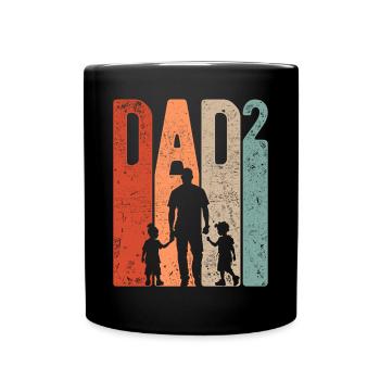 Dad Hoch 2 Papa Hoch 2 Kinder Zwei Jungen Retro - Tasse einfarbig - Schwarz - Vorne
