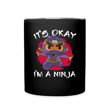 Ninja mignon fort - Mug uni - noir - Devant