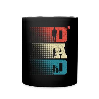Dad Hoch 2 Papa Hoch 2 Kinder Zwei Mädchen Retro - Tasse einfarbig - Schwarz - Vorne