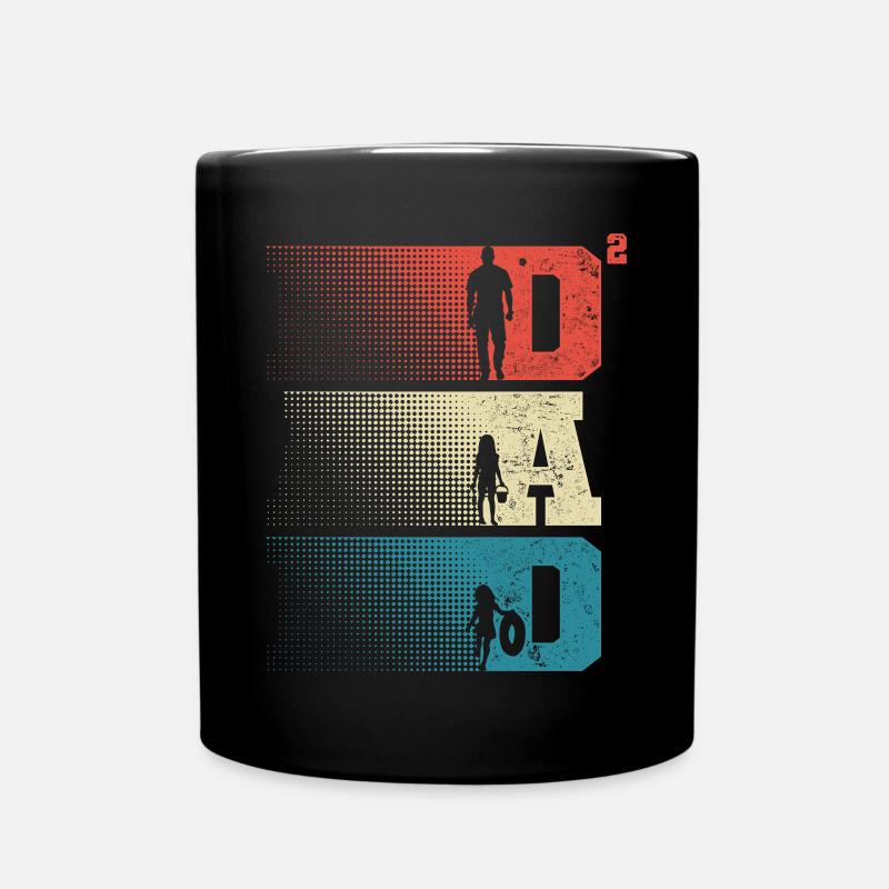 Dad Hoch 2 Papa Hoch 2 Kinder Zwei Mädchen Retro - Tasse einfarbig - Schwarz