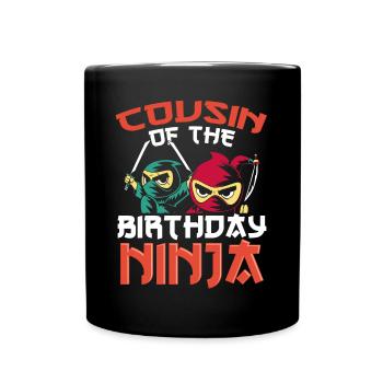 Cousin du ninja d’anniversaire - Mug uni - noir - Devant