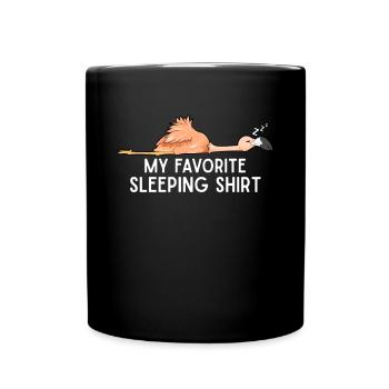 Flamingo Schlafen - Tasse einfarbig - Schwarz - Vorne