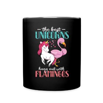 Flamingo Einhorn - Tasse einfarbig - Schwarz - Vorne