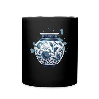 Vases en poterie classiques bleu et blanc - Poterie - Mug uni - noir - Devant