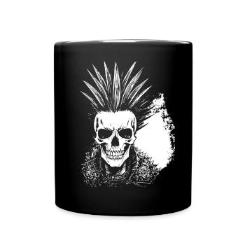 Horror Fan Skull with Mohawk Crazy Punkrocker Pun - Full Colour Mug - black - Front