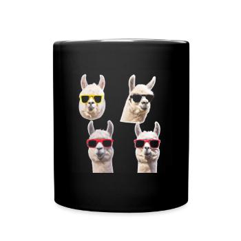 Alpaca Funny Sunglasses Colorful - Full Colour Mug - black - Front
