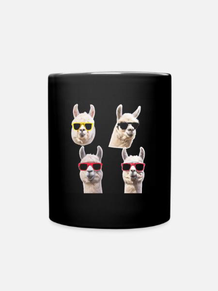Alpaga Funny Lunettes de soleil colorées - Mug uni - noir