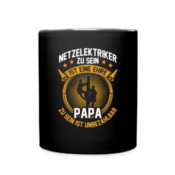 Netzelektriker zu sein ist eine Ehre - Tasse einfarbig - Schwarz - Vorne