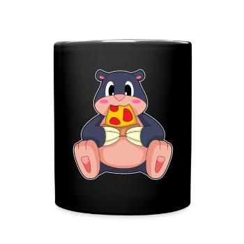 Pizza taupe - Mug uni - noir - Devant