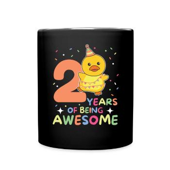 Duck for 2nd birthday children two years old - Full Colour Mug - black - Front
