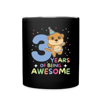 Meerkat for 3rd birthday children three years - Full Colour Mug - black - Front