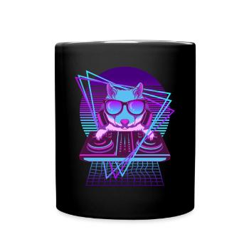 Vaporwave Hamster DJ Pult Hamster - Tasse einfarbig - Schwarz - Vorne