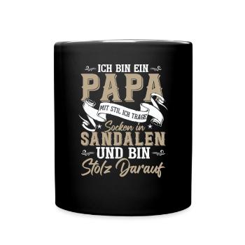 Ich bin der Papa mit Socken in Sandalen - Tasse einfarbig - Schwarz - Vorne