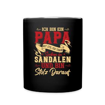 Papa mit Stil | Lustige Papa Vater Sprüche - Tasse einfarbig - Schwarz - Vorne