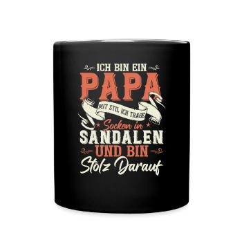 Vatertag 2023 Papa Sprüche Lustig Dad - Tasse einfarbig - Schwarz - Vorne
