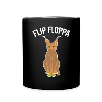 Großer Floppa Karakal Katze Meme - Tasse einfarbig - Schwarz - Vorne