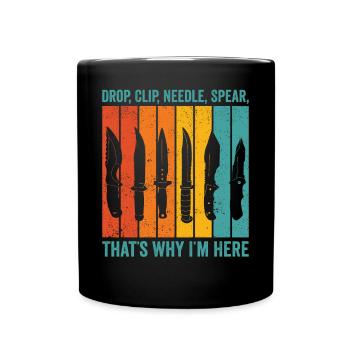 Lustiger Messersammler Retro - Tasse einfarbig - Schwarz - Vorne