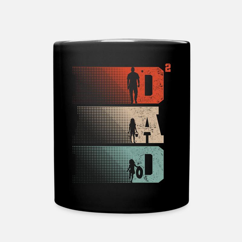 Dad Hoch 2 Papa Hoch 2 Kinder Zwei Mädchen Retro - Tasse einfarbig - Schwarz