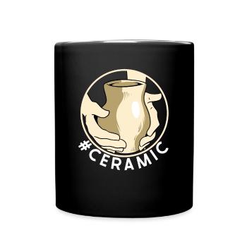 #Keramik - Töpfer Keramik Künstler - Tasse einfarbig - Schwarz - Vorne