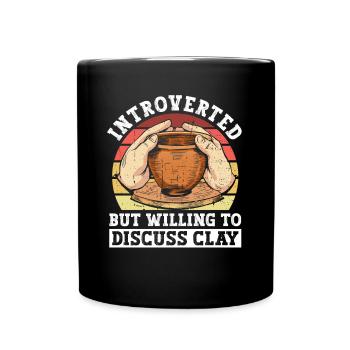 Introvert but keen to discuss - - Full Colour Mug - black - Front