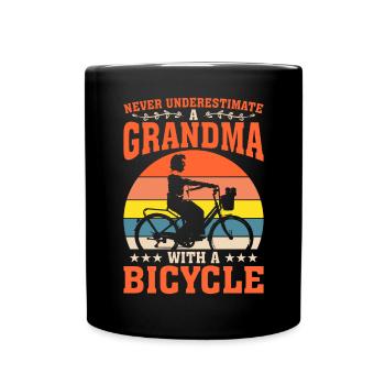 Granny With Bicycle Cycling Lovers Bicycle - Full Colour Mug - black - Front