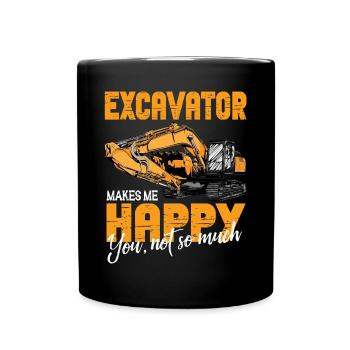 Lustiger Bagger Spruch für Baggerfahrer - Tasse einfarbig - Schwarz - Vorne