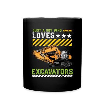 Lustiger Bagger Spruch für Baggerfahrer - Tasse einfarbig - Schwarz - Vorne