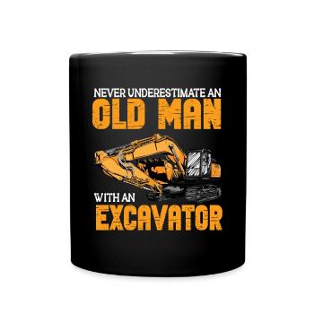Lustiger Bagger Spruch für Baggerfahrer - Tasse einfarbig - Schwarz - Vorne