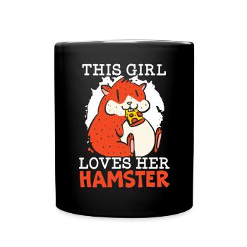 Dieses Mädchen liebt Hamster, Nagetier, Haustier, Hamster, Hammy - Tasse einfarbig - Schwarz - Vorne
