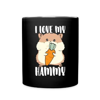 Ich liebe meinen Hammy Hamster Liebhaber Hamster Besitzer Nagetier - Tasse einfarbig - Schwarz - Vorne