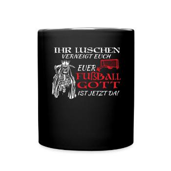 Fußballzubehör Geschenkidee Fußballfan - Tasse einfarbig - Schwarz - Vorne