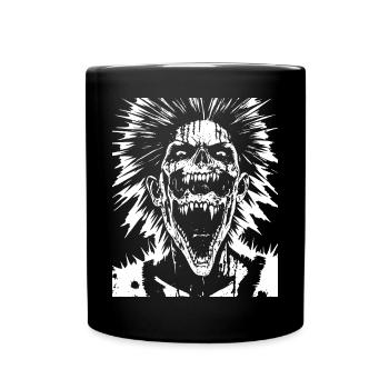 Horror Fan Skull with Mohawk Crazy Punkrocker Pun - Full Colour Mug - black - Front