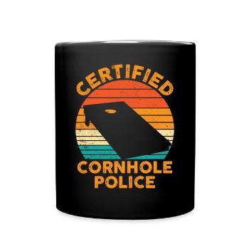 Lustiges Cornhole Corn Hole Retro - Tasse einfarbig - Schwarz - Vorne