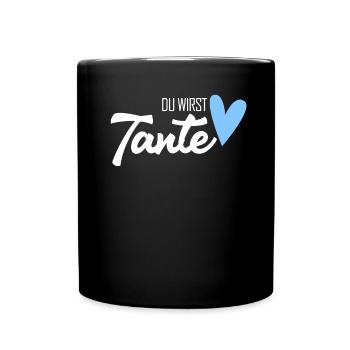Tante Geschenk - Du wirst Tante - werdende Tante - Tasse einfarbig - Schwarz - Vorne