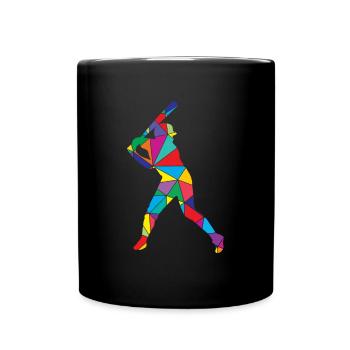 Low Poly Pitcher Schläger Polygon Baseball - Tasse einfarbig - Schwarz - Vorne