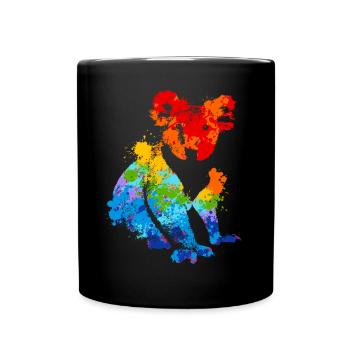 Koala Splash Art Tierliebhaber - Tasse einfarbig - Schwarz - Vorne