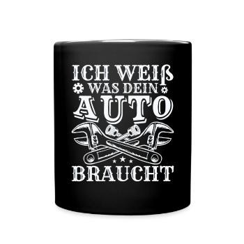 Lustiges KFZ Mechaniker Mechatroniker - Tasse einfarbig - Schwarz - Vorne