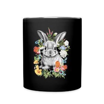 Rabbit Rabbit Flowers - Full Colour Mug - black - Front