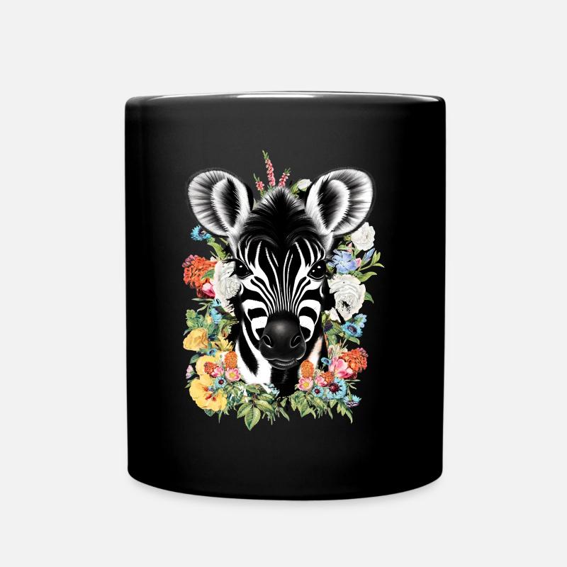 Zebra Blumen - Tasse einfarbig - Schwarz