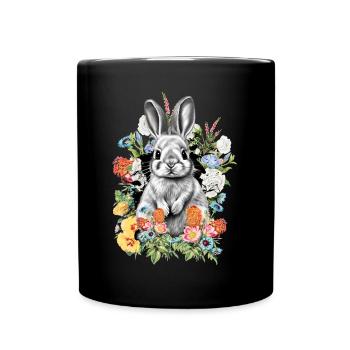Rabbit Rabbit Flowers - Full Colour Mug - black - Front