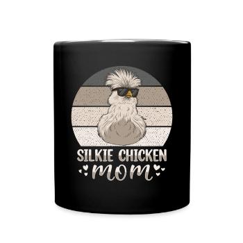 Silkie Chicken Mom Poulet chinois en soie - Mug uni - noir - Devant
