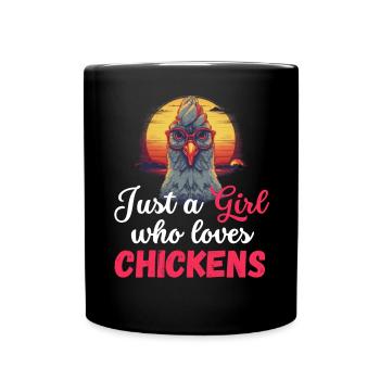 Farmer Chickens Girl Gift Sunset Chicken - Mug uni - noir - Devant