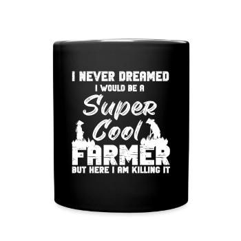 Lustiger Landwirt Spruch mit Traktor - Tasse einfarbig - Schwarz - Vorne