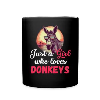 Funny Donkey Girl Gift Farm Animal Donkey - Full Colour Mug - black - Front
