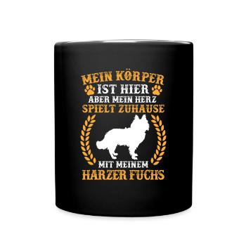 Spiele mit Harzer Fuchs altdeutscher Hütefuchs - Tasse einfarbig - Schwarz - Vorne