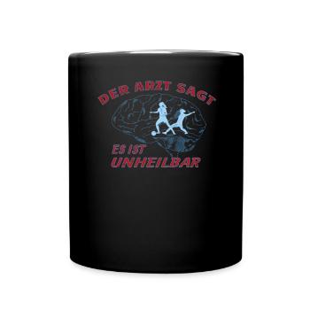 Fußballzubehör Geschenkidee Fußballfan - Tasse einfarbig - Schwarz - Vorne